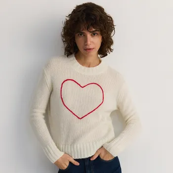 Dámský svetr Reserved - Svetr ze směsi mohéru - krémová - 190EN-01X - 190EN-01X-M