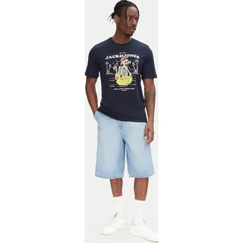 Pánské tričko Jack & Jones T-Shirt Eljah 12268472 Tmavomodrá Relaxed Fit S