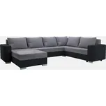 Čalouněná univerzální rozkládací sedací souprava do U YORK šedá/černá