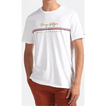 Pánské bílé triko Tommy Hilfiger - Velikost M, Barva Bílá 56233 A2BMK263