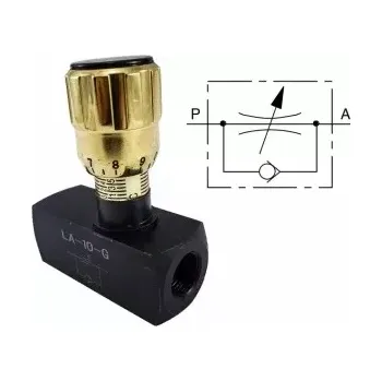 Ventil LA-10-G G3/8" Jednosměrný škrtící ventil s bypassem do potrubí, 60 l/min, 315 bar, G3/8"