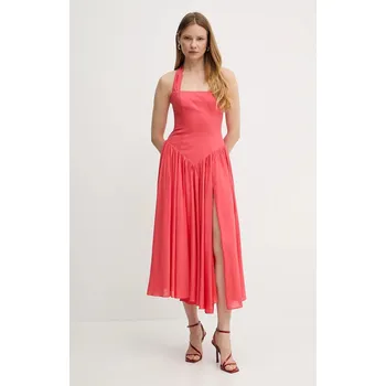 Dámské šaty Šaty s příměsí lnu Bardot 59803DB1 růžová 38X, vel. S