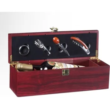 Dárková krabička Dárkový box na láhev s vinařskými pomůckami Rex se saténem
