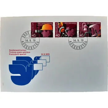 Sběratelství Švýcarsko FDC 1134/6 bezpečnost práce, r. 1978