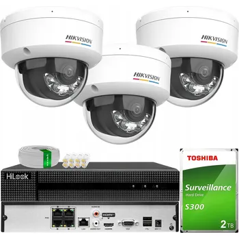 Bezpečnostní kamera Monitorovací systém se 3 IP kamerami 6MPX Smart Hybrid ColorVu Hikvision a 2TB diskem
