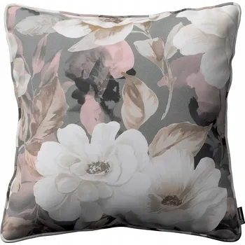 Povlak na polštářek Povlak na polštář 45x45 cm krémové a růžové květy na šedém pozadí