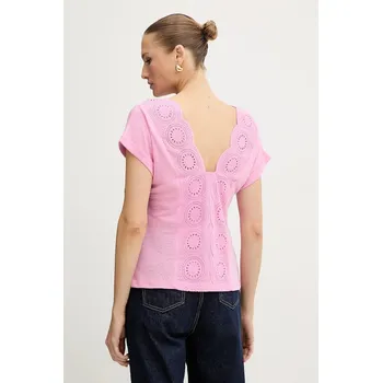 Tričko s příměsí lnu Morgan dámské, růžová barva, odkrytá záda, DORINE 30X, vel. M