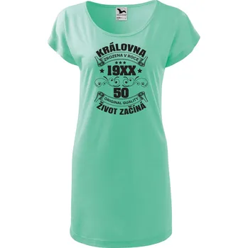 Dámské tričko DOBRÝ TRIKO Dámské tričko/šaty Královna život začíná Velikost: L, Barva: Mátová