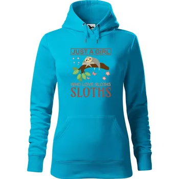 Dámská mikina DOBRÝ TRIKO Dámská mikina s potiskem Love sloths Velikost dámské mikiny: 2XL, Barva: Tyrkysová