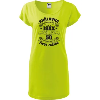 Dámské oblečení DOBRÝ TRIKO Dámské tričko/šaty Královna život začíná Velikost: XS, Barva: Limetková