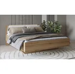 Manželská postel Vertina 160x200 s úložným prostorem - divoký dub / béžová