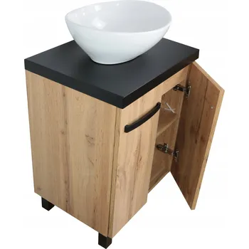 Koupelnový nábytek STOJÍCÍ KOUPELNOVÁ SKŘÍŇKA POD UMYVADLO 55 CM | DESKA ČERNÁ MATNÁ LAKOVANÁ | MDF