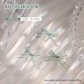 10 ks Matné 3d mašličky pro nehty s motýlky | ozdoby, dekorace - Zelený