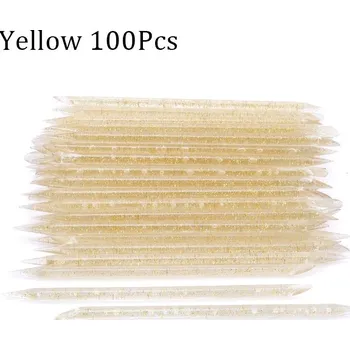 Opakovaně použitelný oboustranný pusher pro péči o nehty | odstraňovač kůžičky, kosmetický nástroj - Žluté 100 ks