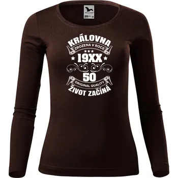 Dámské oblečení DOBRÝ TRIKO Dámské bavlněné triko Královna život začíná Velikost: L, Barva: Khaki