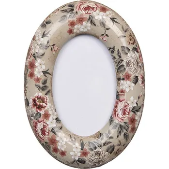 Rám na obraz Oválný fotorámeček s keramickým okrajem s květy Floria - 13*3*18 cm / 9*13 cm