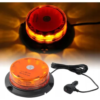 Maják VÝSTRAŽNÁ LAMPA MAJÁK ORANŽOVÝ MAGNET UFO 12/24V 24 LED