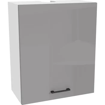 Kuchyňská skříňka Horní kuchyňská skříňka nad digestoř 60/72 CAPRI Bílý lesklý akrylátový předek, šedé tělo