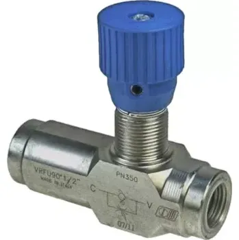 Ventil VRFU 90 3/8" škrtící ventil s by passem a vnějšími závity G3/8", 30 l/min, 350 bar