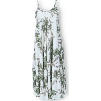 Dámské šaty Dlouhé šaty na ramínka KVĚT 20952 barva: zelená-khaki