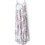 Dlouhé šaty na ramínka KVĚT 20952 barva: růžová-pudrová