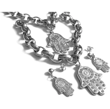Souprava šperků Steel Jewelry Set náhrdelník, náramek a náušnice Hamsa z chirurgické oceli SET130163 dárkové balení zdarma