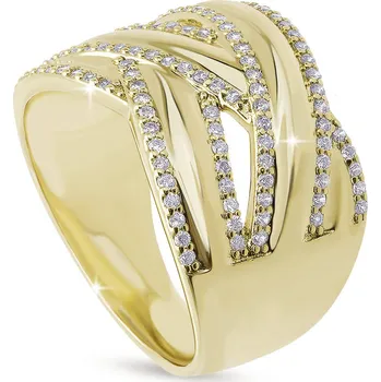 Prsten DUBAI 0499 Pozlacený masivní prstýnek se zirkony Velikost prstenu - obvod: 55 mm Ellami