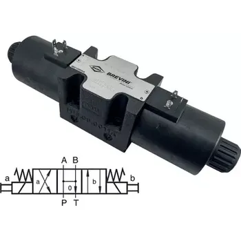 Rozvaděč AD5E02CMS12 hydraulický 4/3 rozvaděč ARON se dvěmi cívky 24 V DC, NG10, šoupátko H