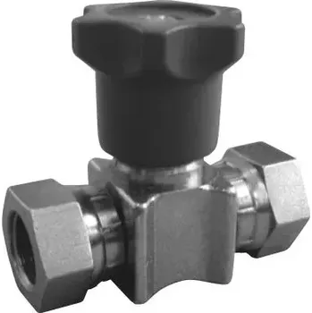 Ventil EMIL01C Manometrový ventil / škrtící ventil, natočení rovno, 2x převlečná matice G1/4"