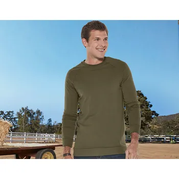 Pánská mikina Pracovní tricko mikina e.s. cotton stretch, Long fit velikost 2XL bahnitá zelená Strauss Pracovní oblečení