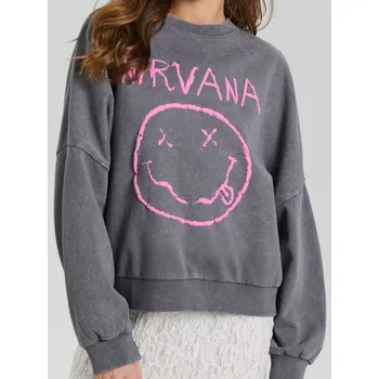 Dámská móda Sinsay - Mikina s&nbsp;potiskem Nirvana - šedá - 183DF-86X - 183DF-86X-S