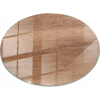 Konferenční stolek Skleněná Deska Kulatý Z Tvrzeného Skla Vzor s texturou dřeva průměr 70 cm