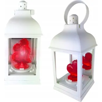 Svíčka BÍLÁ LAMPIČKA SE SVÍTÍCÍM SRDCEM LAMPION DO DOMÁCNOSTI HŘBITOVNÍ SVÍČKA PRO MAMINKU BABIČKU