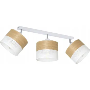 STROPNÍ SVÍTIDLO S AŽUROVÝM STÍNIDLEM S OTVORY, LIŠTA, NASTAVITELNÁ, 3-BODOVÁ, E27, DŘEVO