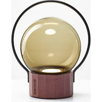 Brokis Přenosná betonová lampička Sfera Portable Small Barva skla: Opálově bílá matná, Povrch montury: Nerezová ocel, Povrch podstavy: Terracotta beton PC01271_003
