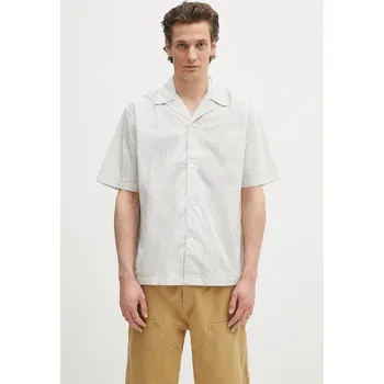 Pánská košile Bavlněná košile Norse Projects Mads Poplin Stripe SS N40.0831.0957 bílá 00X, vel. M