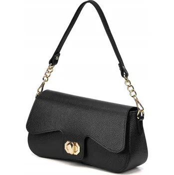 Kabelka Vera Pelle kabelka kožená kabelka přes rameno z pravé kůže černá