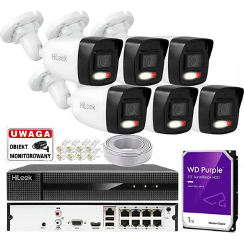 Bezpečnostní kamera Venkovní IP monitorovací sada 4Mpx, 6x HiLook IPCAM-B4-30DL pro rozšíření