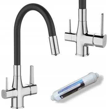 Vodovodní baterie Kuchyňská stojánková baterie Invena Glamour, černá/stříbrná