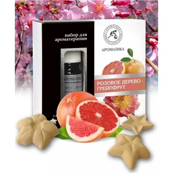 Aromaterapeutická sada s růžovým dřevem a grapefruitem - přírodní oleje a keramické hvězdy, Aromatika
