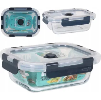 Dóza na potraviny Vakuová HERMETICKÁ SKLENĚNÁ NÁDOBA QUTTIN oběd 375 Ml MIKROVLNNÁ 16x12 cm