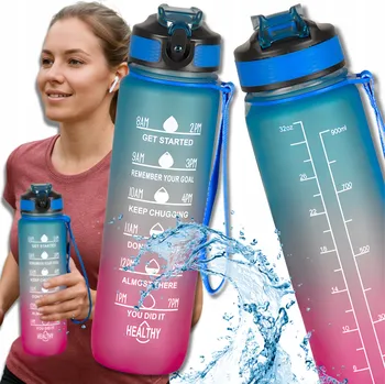 Láhev TRESSARI Motivační láhev lahev na pití z TRITANU s držákem 1l na vodu BPA FREE