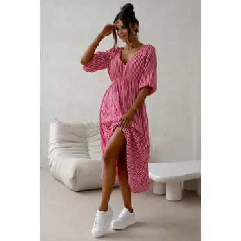 Dámské šaty Mušelínové šaty Venezia red stripes Velikost: UNI