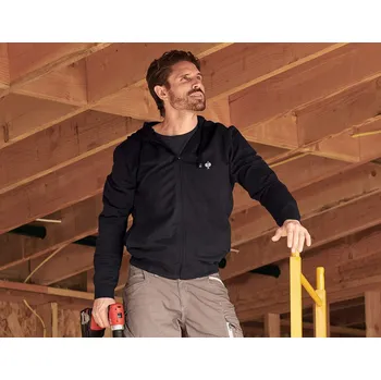 Pánská mikina Mikina na propínání s kapucí e.s.motion ten velikost S oxidově černá vintage Strauss Pracovní oblečení