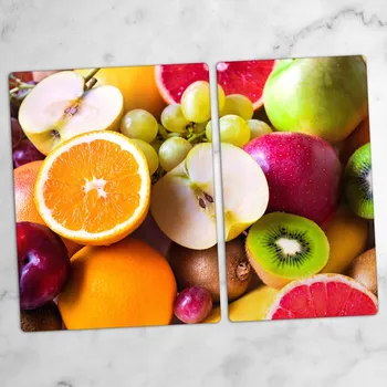 Obraz Dekorativní skleněné desky na krájení a servírování – barevné ovoce, 40x52 cm a 30x52 cm