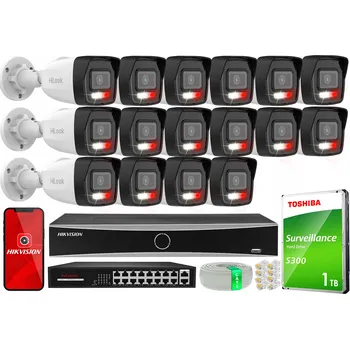 IP kamera Sada IP monitoringu 16 kamer 6Mpx HiLook + NVR HIKVISION Disk 4TB 16xPoE