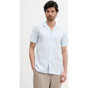 Pánská košile Lněná košile Lindbergh 30.203763.LT.BLUE modrá 50X, vel. XL