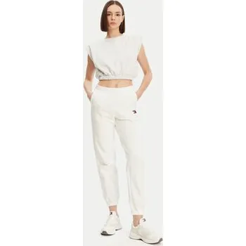 Dámské kalhoty Tommy Jeans Teplákové kalhoty Badge DW0DW20679 Écru Regular Fit XL
