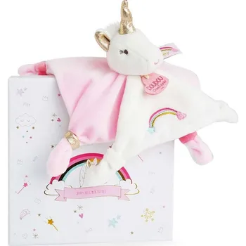 usínáček Doudou et Compagnie Paris Dárková sada - plyšový muchláček jednorožec růžový 20 cm Doudou