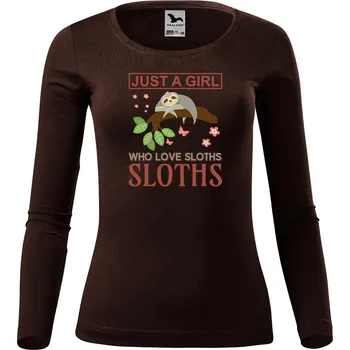 DOBRÝ TRIKO Dámské bavlněné triko Love sloths Velikost: S, Barva: Khaki